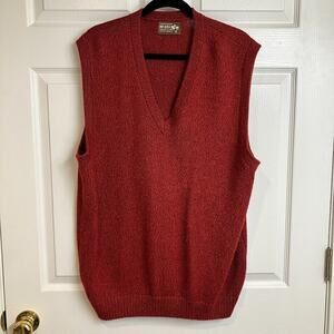 Calidad De Exportacion Baby Alpaca Vest Mens Size L Red V-Neck Peru 100% Alpaca